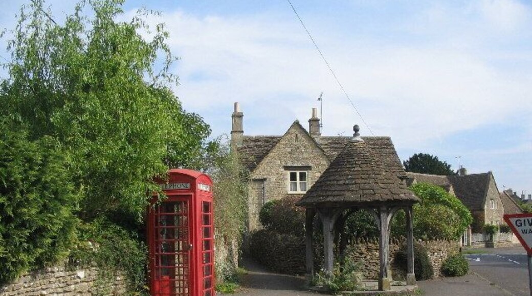 The waterpump at Biddestone. Looking east to the covered waterpump at Biddestone.