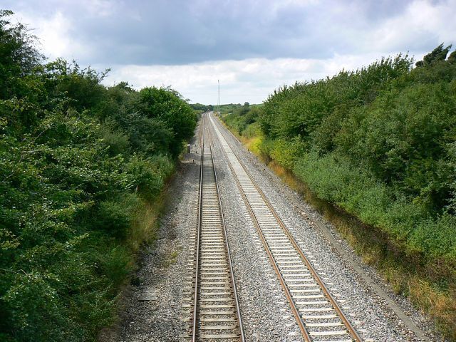 Railway from Paddington to Wales, Brinkworth The Principality lies a long way off in the far distance.