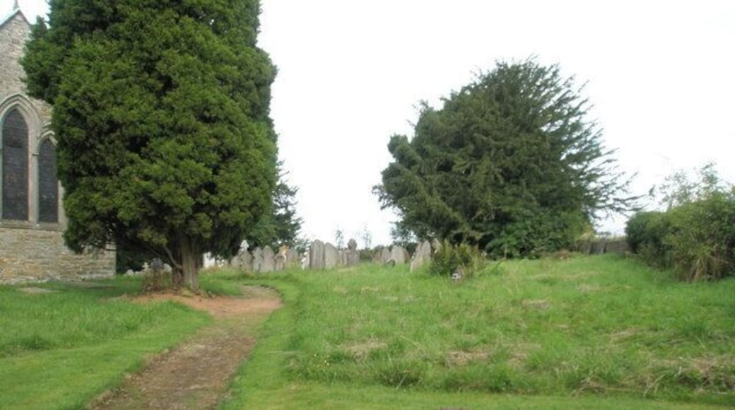 Path running west to east across Acton Scott churchyard