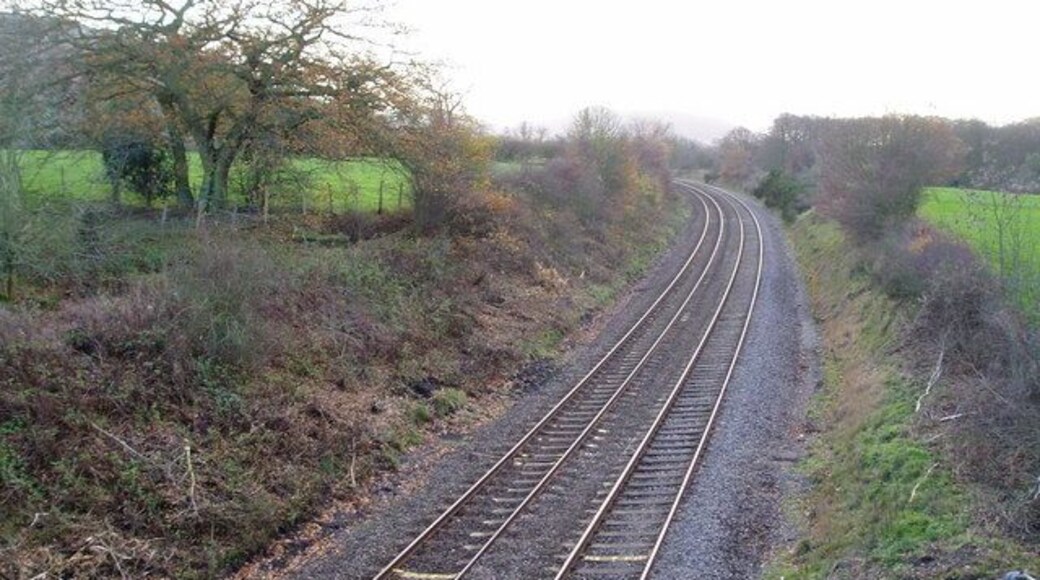 Going south. Looking south along the Shrewsbury to Hereford line at Gorsty Bank, near All Stretton.