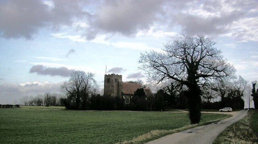 St Andrew, Weeley. Like many other Essex churches, this one stands next to the manor house (Weeley Hall - behind the church from this viewpoint) but remote from any other houses.