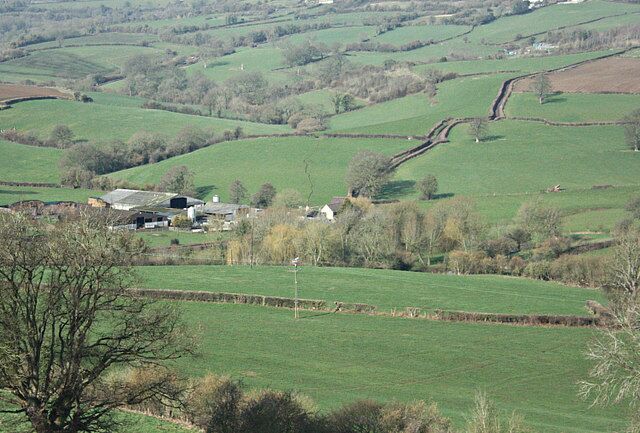 Drewett's Mill Seen here from the A4 at Box Hill. The By Brook runs through the valley and the road to Colerne snakes up the hill.