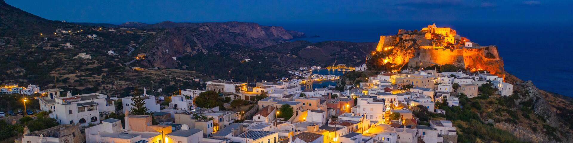Chora and the castle on Kythira island, Greece