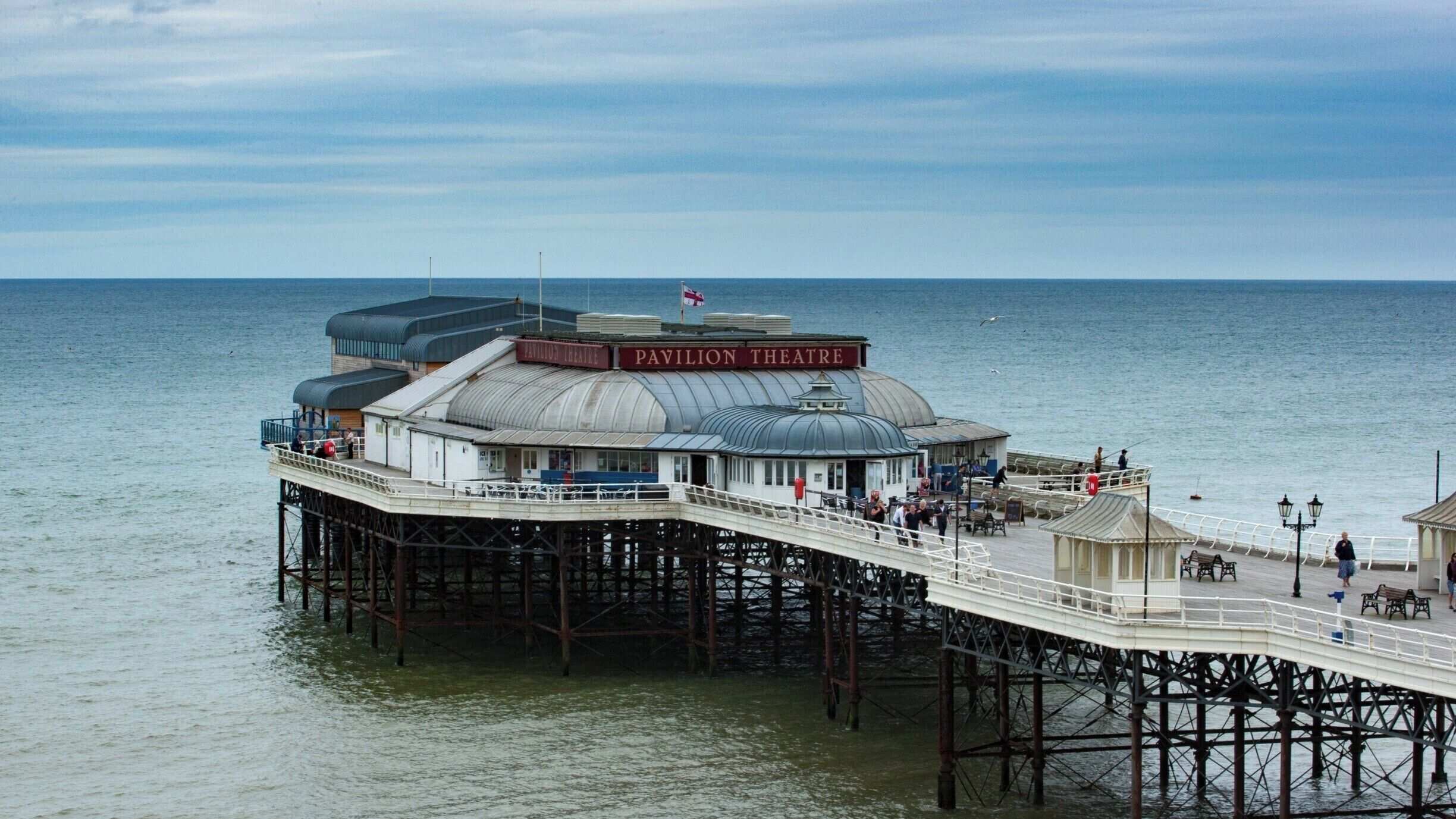 A pier with a Pavilion Theatre and a small gazebo.