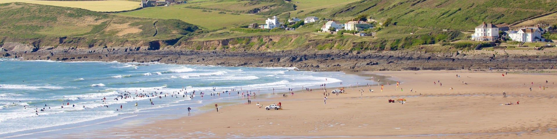 Croyde featuring landscape views, rocky coastline and tranquil scenes