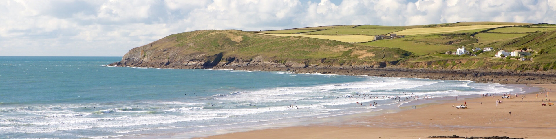 Croyde showing landscape views and a sandy beach