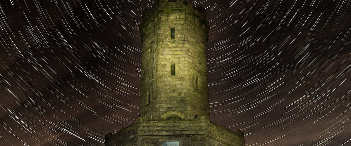 Star trails darwen tower
