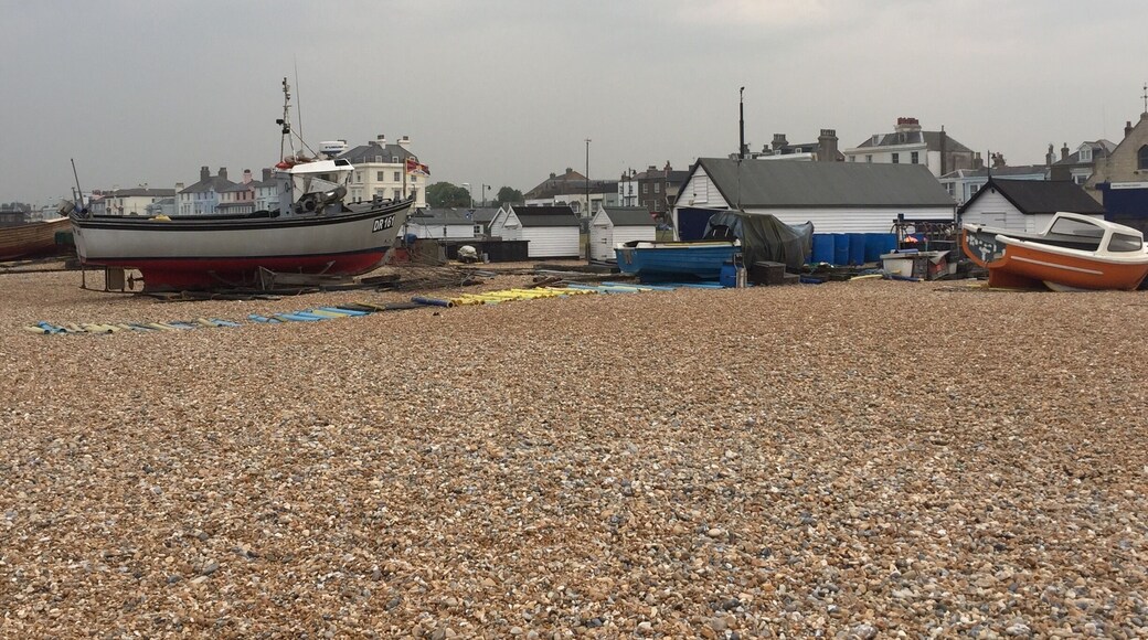 Moored up fishing boats on Walmer beach
