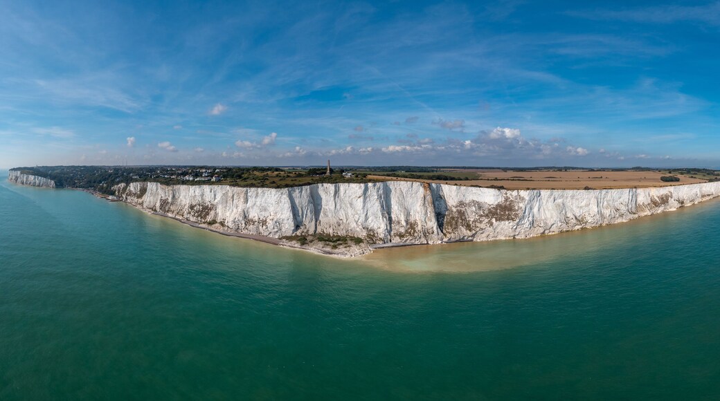 panorama landscape view of the White Cliffs of Dover and the South Foreland on the English Channel