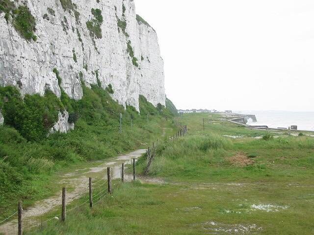 Under cliff path and old firing range The area on the right was used as a firing range.