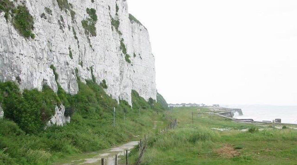 Under cliff path and old firing range The area on the right was used as a firing range.