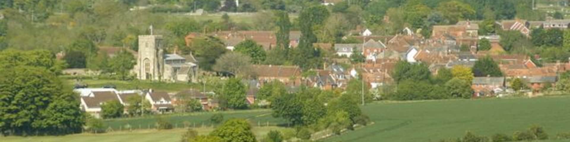 West Lavington from Strawberry Hill 452274 gives a view of West Lavington from a different direction. 'It lies far away from the coming and going of the great busy world,' wrote an inhabitant in 1875. Today, and for many decades, the great busy world speeds along the A360 from Salisbury to Devizes and threads its way precipitously through the chicane formed by the churchyard and the almshouses. In fact the main road spends about 8km in West Lavington parish, from the high downland south of Gore, the 'buried village of Salisbury Plain', past Gore Cross, where it is intersected by an important ridgeway, down a long descent beside landscaped woodland (known as The Warren) and into the pleasant valley where the village sits, then along some 2km of ribbon development associated with the linear village of Littleton Pannell, before leaving the parish north of the railway bridge. This journey is familiar to most Wiltshire travellers, and even without realising that chalk is giving way to Greensand and clay, many must feel as they pass along that here south Wiltshire ends and west Wiltshire begins" All this and more in: http://www.wiltshire.gov.uk/community/getconcise.php?id=237