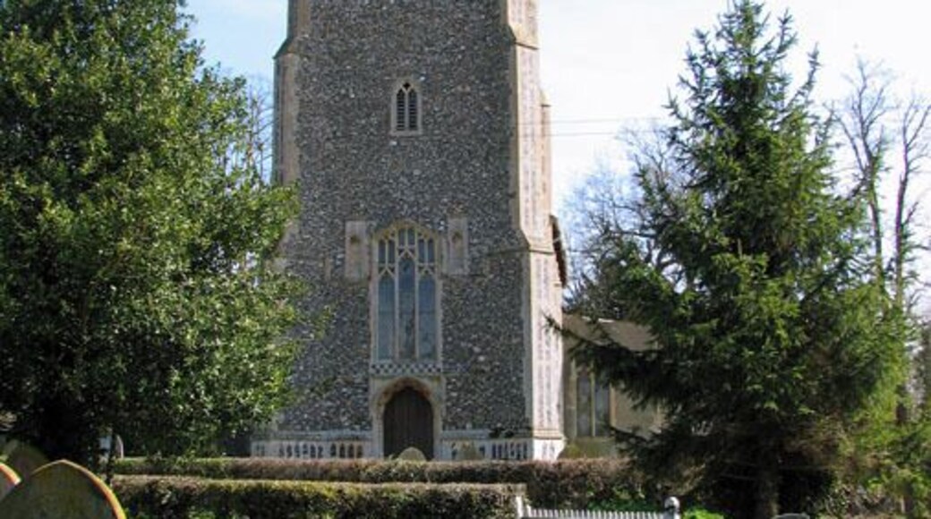The church of St John the Baptist in Bressingham. The tower of St John's church > 1771769 dates from the 15th century and is 20 metres high. The chancel > 1771791 was built during the 13th century and was perhaps part of an earlier church or chapel. Nave, aisles, clerestory (supported by 14th century pillars) and porch are 16th century. The church houses a number of medieval survivals such as the fragments of glass > 1771795 that can be seen set into the east window. The baptismal font > 1771831 dates from the 13th century, its cover is believed to be 17th century (Jacobean) as is the pulpit > 1771798. The church's greatest treasure are the pews, most of which dating from the 16th century, with elaborately carved ends > 1771820. All the figures and animals on the armrests have been mutilated during the Reformation. The box pews in the aisles > 1771808 date from the 18th century.