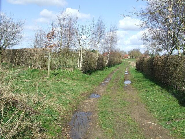 Footpath Junction Footpath junction looking north near to Hopton, Suffolk.