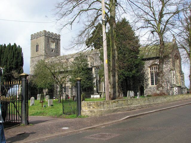 All Saints church in Dickleburgh. The 13th century tower of All Saints church > 1774225 adjoins a heavily restored nave and chancel and most of the interior dates from the 19th century, when the clerestory and most of the church windows were repaired, the box pews removed and a new east window > 1774253 installed. The Jacobean pulpit > 1774239 remained, as did the original baptismal font > 1774291 and the rood screen panels survived also. They are very unusual in that they contain many expertly executed small carvings depicting dragons, green men, angels, devils, a monk playing the pipes, sheep, a cat with kittens > 1774245 - pigs, dogs, birds, fish and a fox dragging a goose by its neck, including red specks of the goose's blood > 1774249.