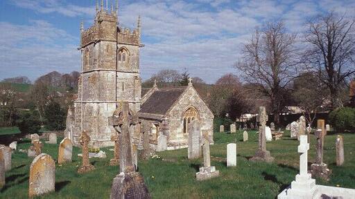 Piddlehinton Church The largely 15th century St Mary's church is seen here on a bright spring day.