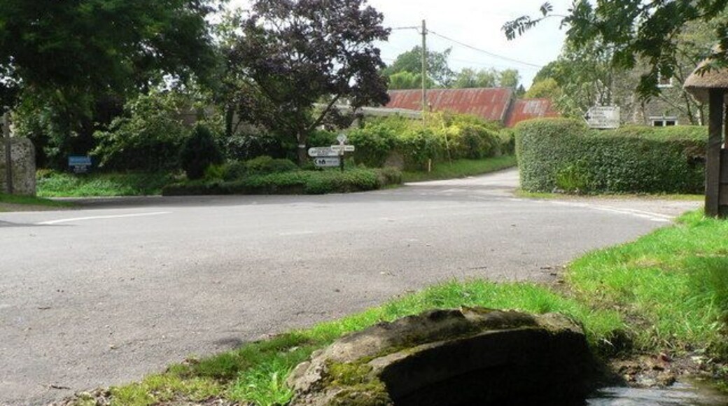 Litton Cheney: tiny stream under road The road is carried over a bridge across a small stream in the centre of the village.