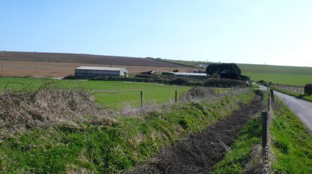 Hill Dairy Hill Dairy lies on the east side of the road from Galton to West Chaldon. This is the view from the north looking towards the coastal ridge.