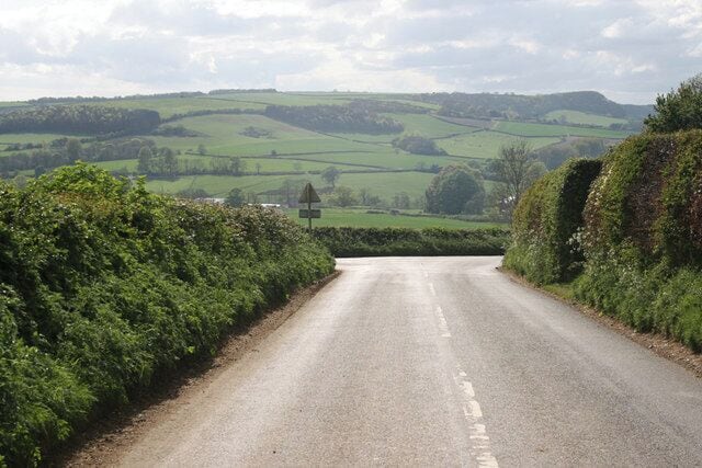 Road from Hilton Road from Hilton village with the Dorset Gap in the background.