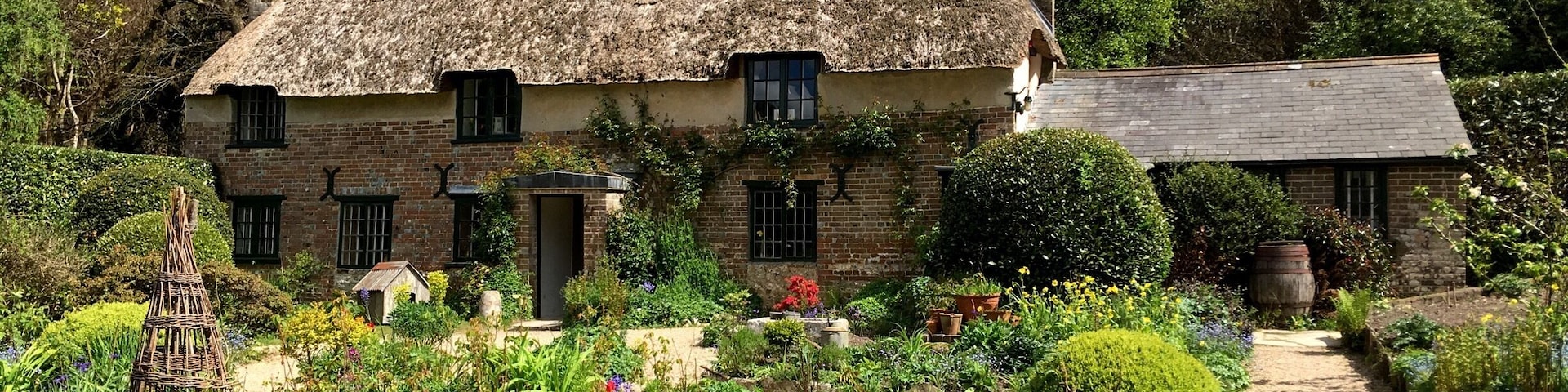 Hardy's cottage on a beautiful spring day. Situated on the edge of Thornecombe Wood which has many trails and a Roman road to nearby Puddletown.