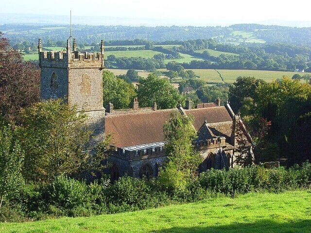 St Mary's, Corscombe With a view over the woodlands and pasture of the Dorset/Somerset border.