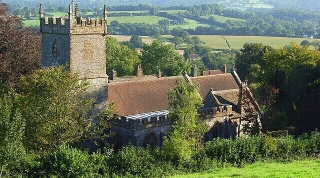 St Mary's, Corscombe With a view over the woodlands and pasture of the Dorset/Somerset border.