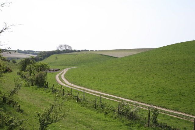Beneath Winfrith Hill At the junction of the track and bridleway to Sleight Buildings (see 1:25000)