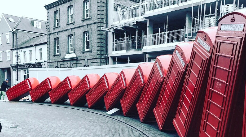 Really cool street art of the iconic Red phone boxes #england #uk #iconic #art #streetart