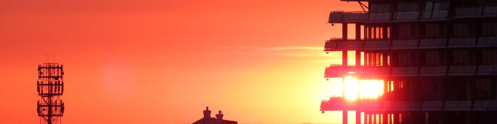 Setting sun shining through the windows of Epsom Racecourse grandstand. The course is open to walkers (and their dogs) until dusk. Always best to carry a camera, just in case! #perspective