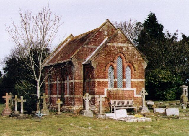 Mortuary chapel in St Mary's Cemetery, Fordingbridge, Hampshire, seen from the south