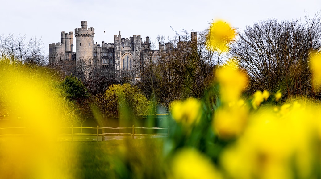 The view of Arundel castle, a restored and remodelled medieval castle in Arundel, West Sussex, England