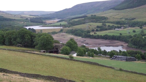 Tintwistle Low Moor is to the north of Longdendale, where the reserviors of the Longdendale Chain provide water for Manchester, and compensation water for the River Etherow. During the drought of 2010 Valehouse Reservoir was empty.