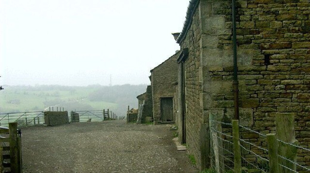 Far Woodseats Farm. Sheep Farm the hill in the background is Werneth Low