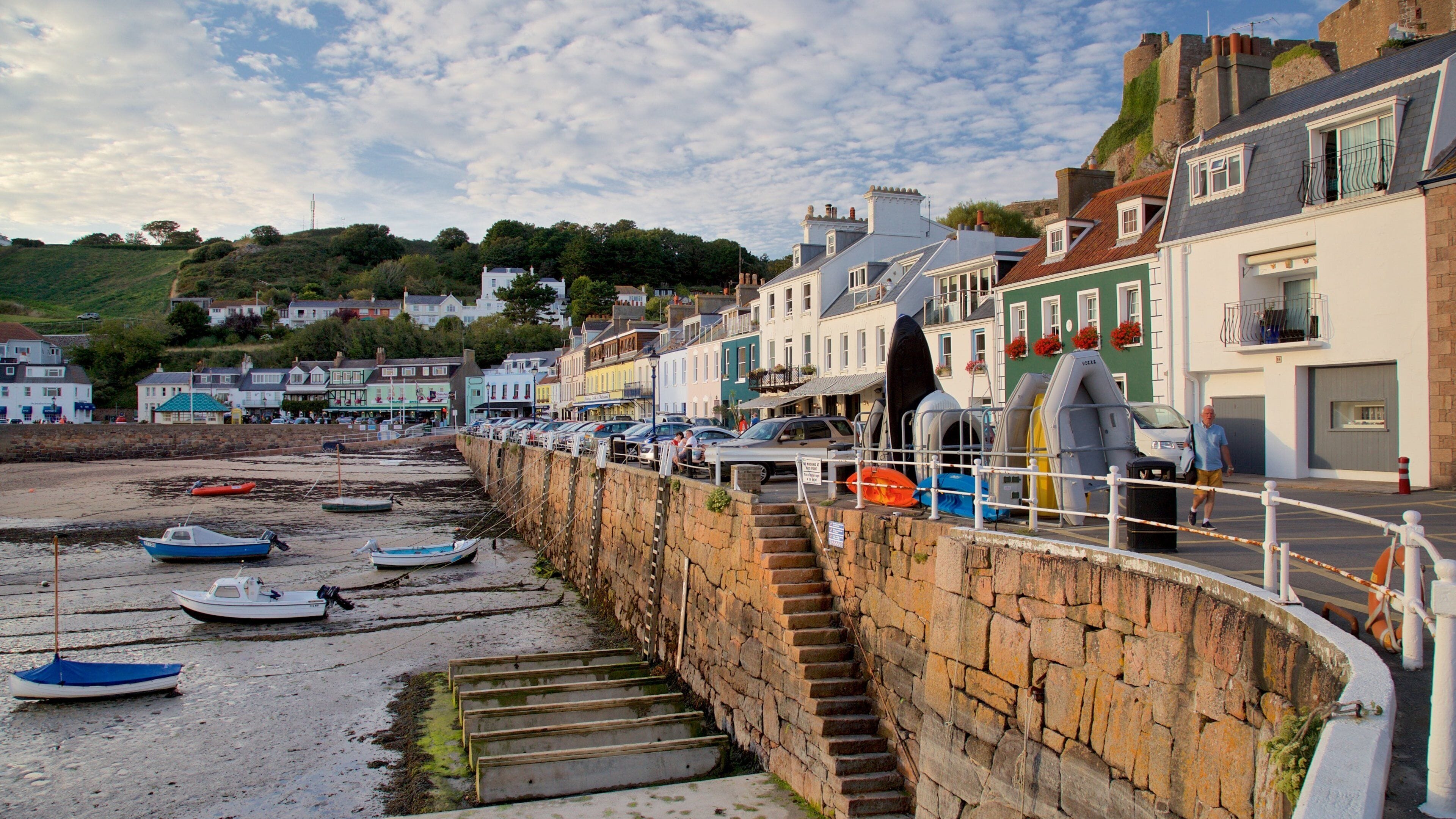 Gorey which includes a bay or harbor, a beach and a coastal town