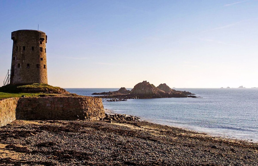 Martello Tower on Grouville Bay, Jersey.