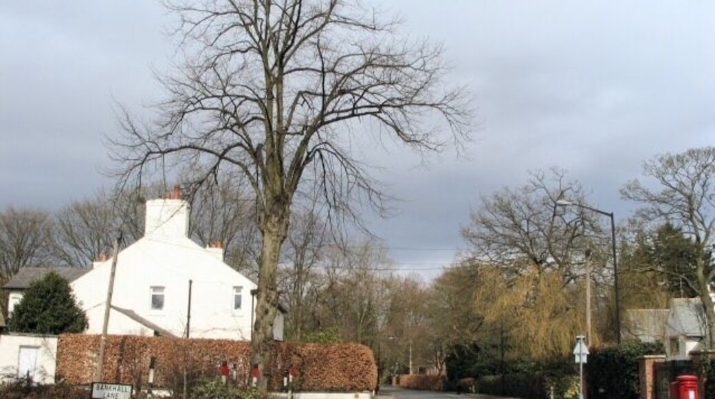 Sign and Post. Postbox on Broad Lane at the intersection with Bankhall Lane. View looking north.