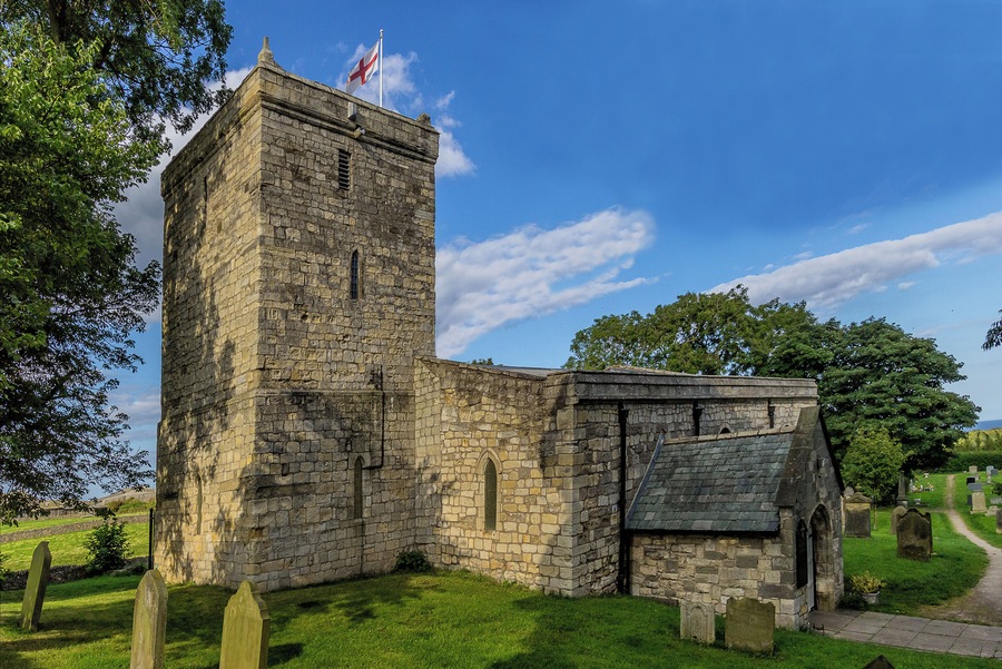 Parish church of St Mary Magdalene, Hart, County Durham, seen from the southwest