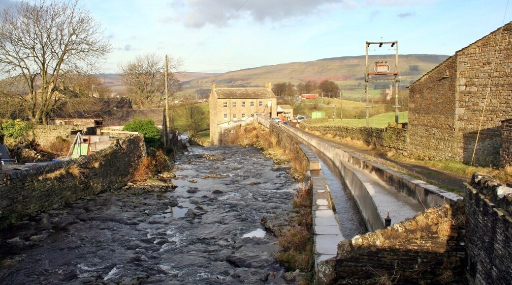 Gayle Mill The newly restored water channels to the mill can be clearly seen alongside Gayle Beck