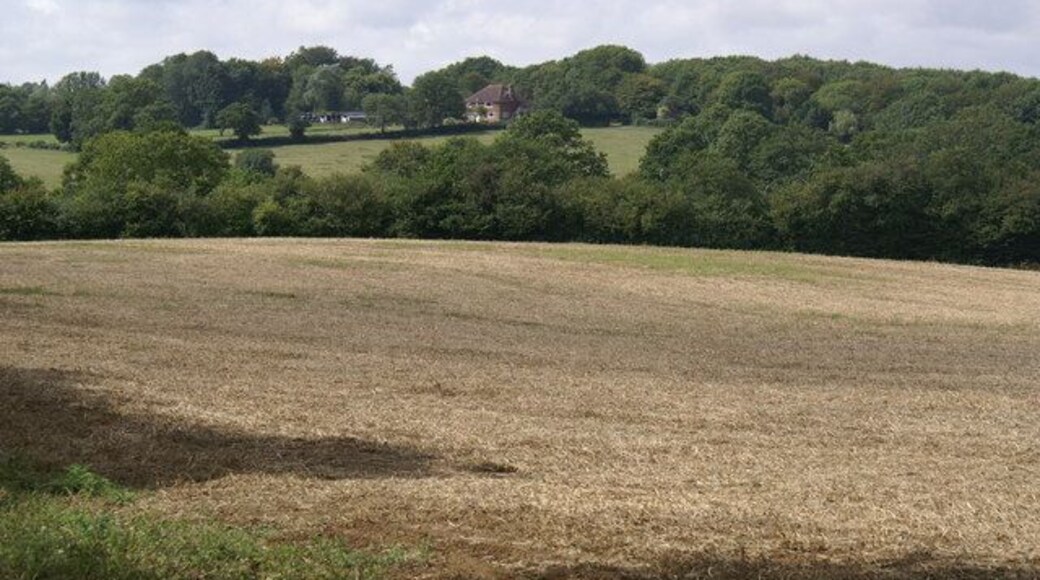 Scrappers Hill Farm. Viewed from fields north of Hamly Bridge