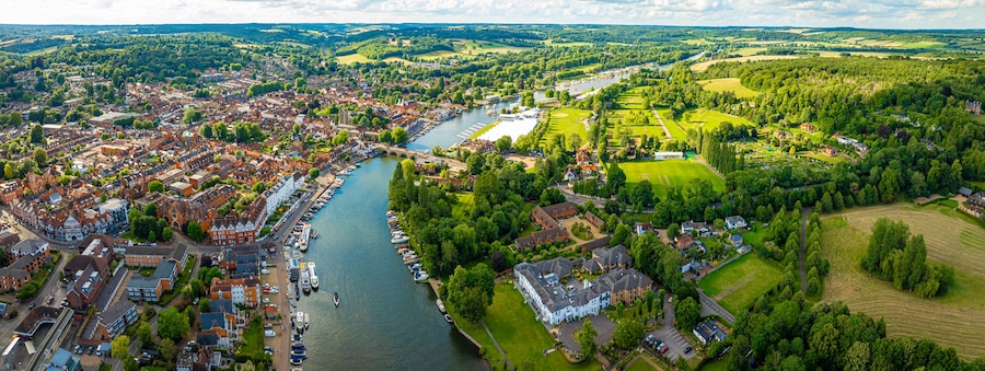View of Henley-on-Thames, a town and civil parish on the River Thames in Oxfordshire, England