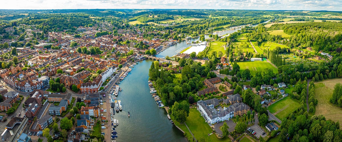 View of Henley-on-Thames, a town and civil parish on the River Thames in Oxfordshire, England