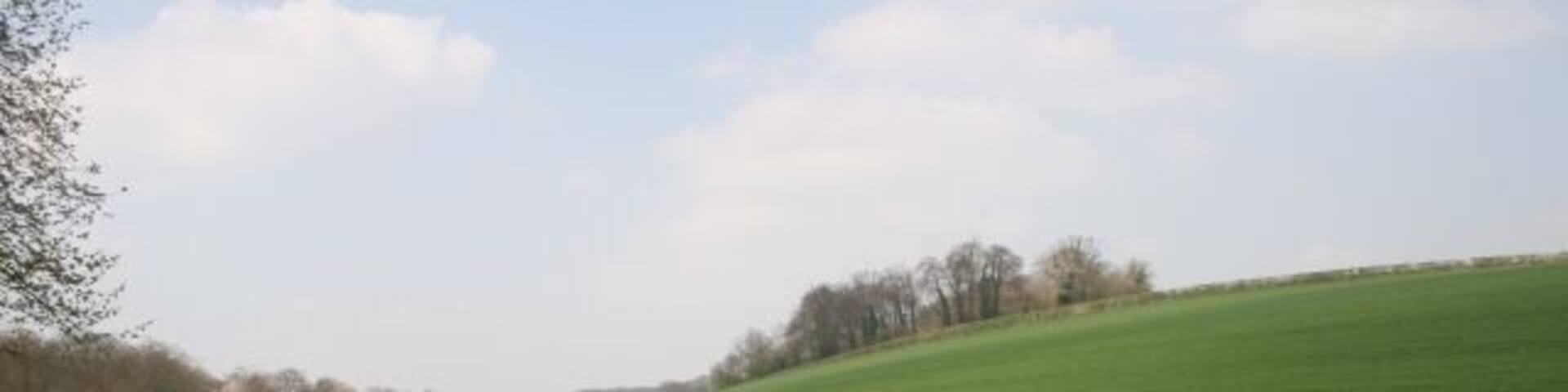 Frieth. Looking northeast across the hill from the southwest corner of the square. The square is mainly farmland and open country.