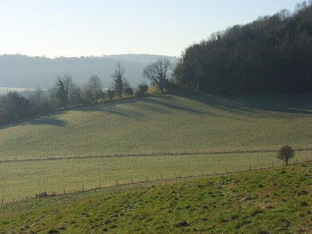 The Hambleden Valley near Skirmett Pastures above Flint Hall and the edge of Great Wood.