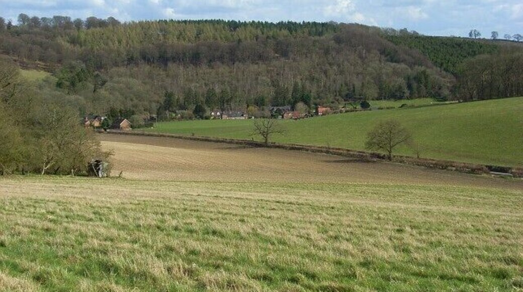 Farmland, Stonor Looking down towards the village from above the road to Maidensgrove.