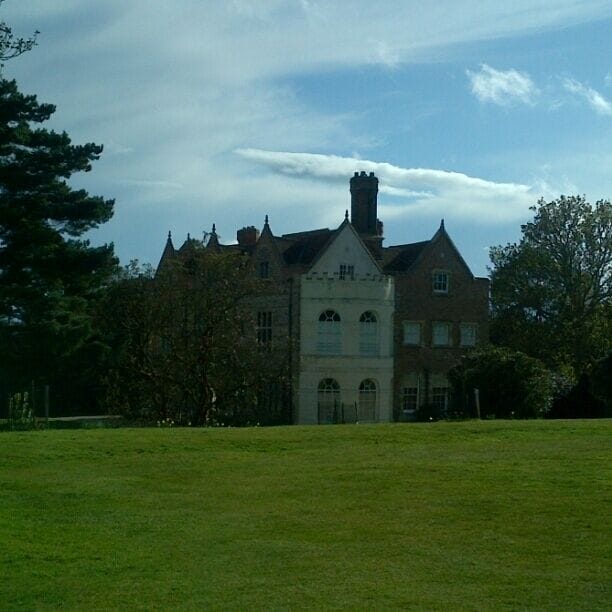 The beautiful Grey's Court, a National Trust building, between downpours on a typical April day for weather in Britain. 