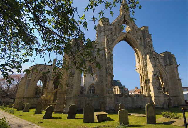 Howden Minster, Howden, East Riding of Yorkshire, England The ruined eastern end of the church which has a history dating back to the 10th century. For many years it was a base for the Prince Bishops of Durham. The present church was rebuilt in the 13th century. It suffered neglect and vandalism through the centuries but the western end was restored after a major fire in 1929.