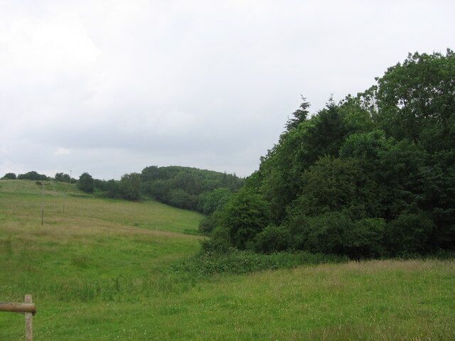 Wick Farm looking towards Common Wood Taken from the footpath that runs into the wood