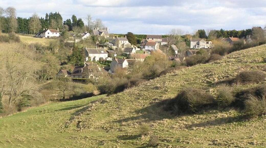 Marksbury, Somerset. Showing the West side of the village, taken at the South West of Court Farm.
