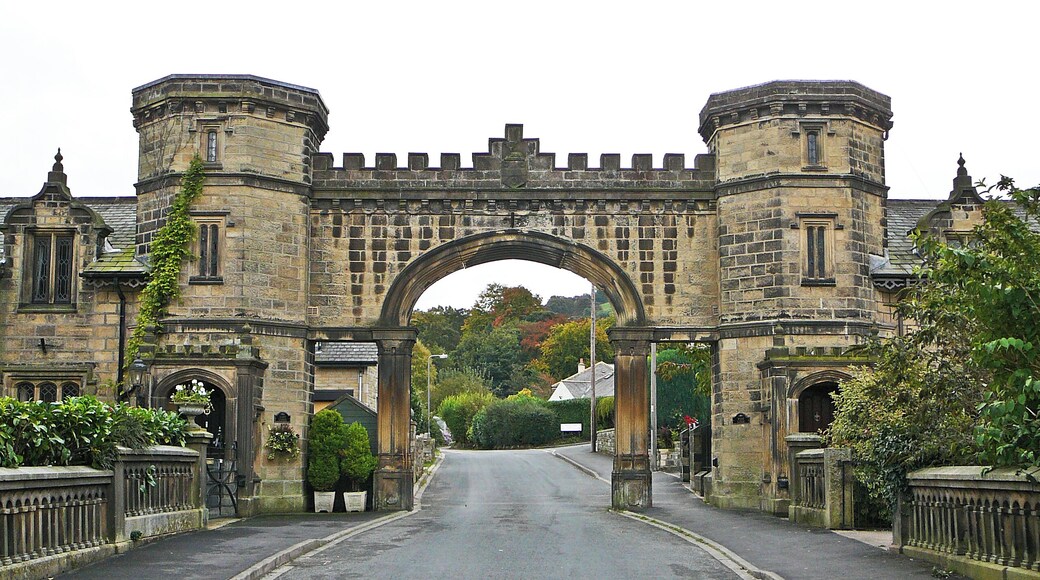The gateway and lodges of the (demolished) Sutton Hall, Sutton-in-Craven