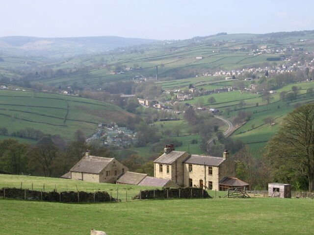 Hainworth - view over Worth Valley From just above Whins Wood.